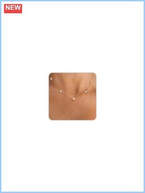 Cubic Zirconia Station Choker Necklace for Women, 16" + 2" Adjustable,